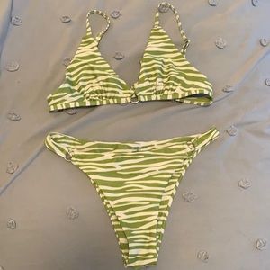 Green Zebra Bikini with Matching Sarong